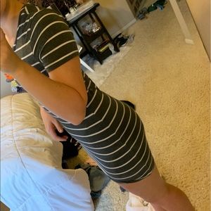 striped body con dress